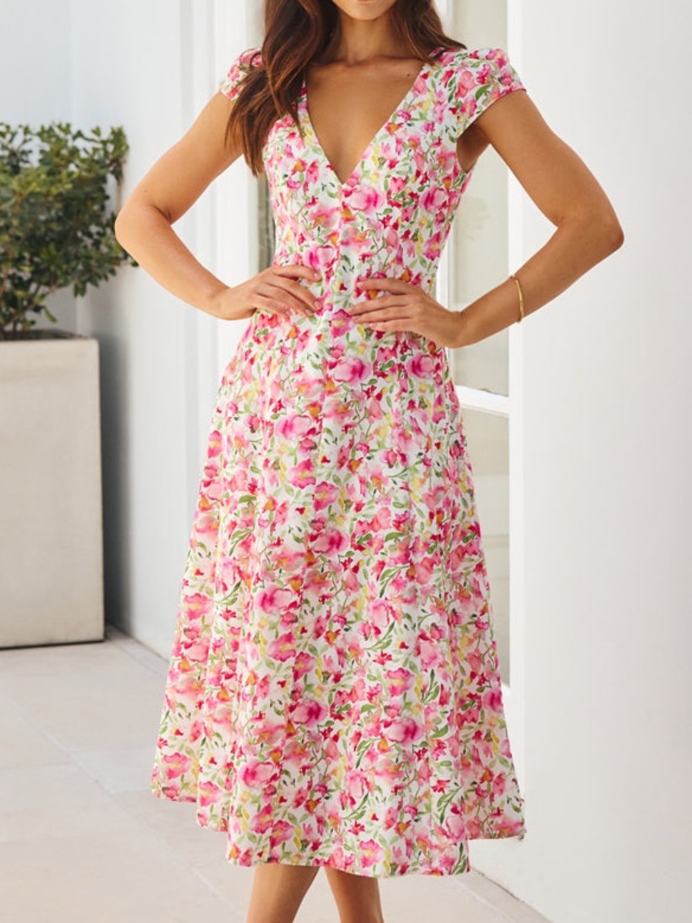 Hello Molly LUXURY IN THE SUN MIDI DRESS PINK NWT